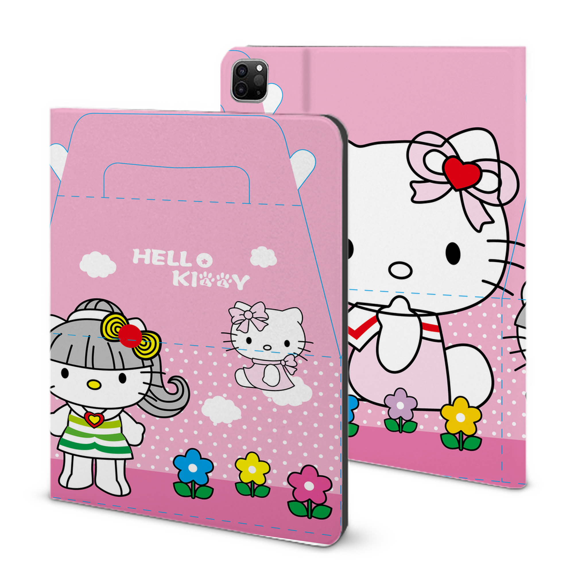 （画像用） Hello Kitty ハローキティ IPad ケース ブック型 PUレザー TPU 耐衝撃 軽量 薄型 ペン収納なし 全面保護 IPad 各モデル対応